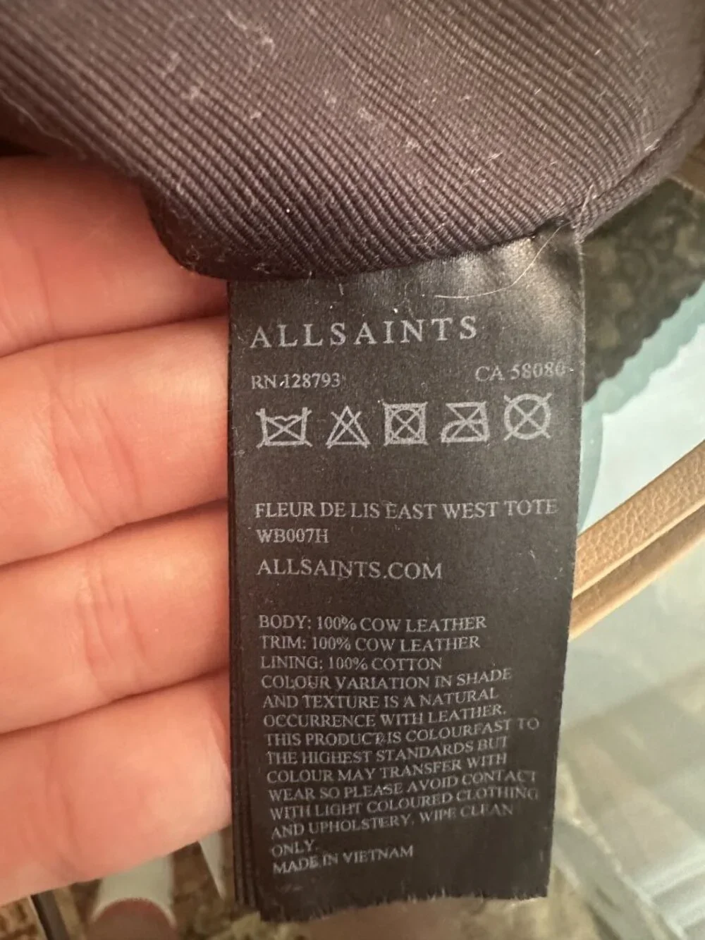 All Saints Cream Leather Bag